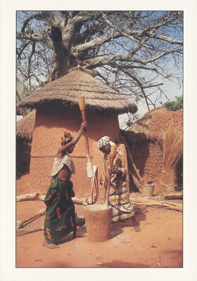 Travail Quotidien Au Village Couleurs Du Mali Bamako Vintage Postcard Ephemera