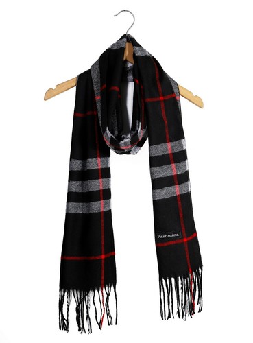 100% CASHMERE Scarf Check Tartan Plaid 