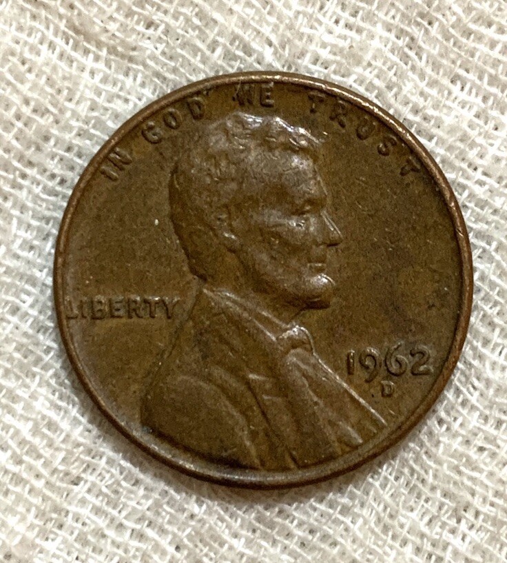 1962 D Lincoln Cent Penny, Double Stamped “D” Mint Mark, “L” On