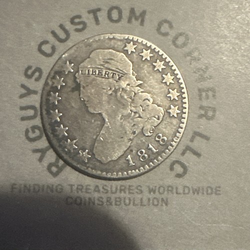 1818 25C Capped Bust Silver Quarter Large Diameter Rare Date VG / Fine Scratches - 第 1/2 張圖片