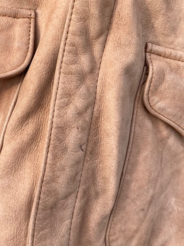 Vintage 90s Winlit Brown Leather Satin Lined Zip Up Bomber Jacket Men's M - Bild 21 von 22