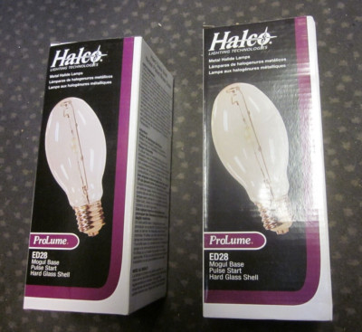 LOT 2 HALCO METAL HALIDE BULBS ED28 MOGUL BASE PULSE  MH175/HBU/PS 60008 M137/E