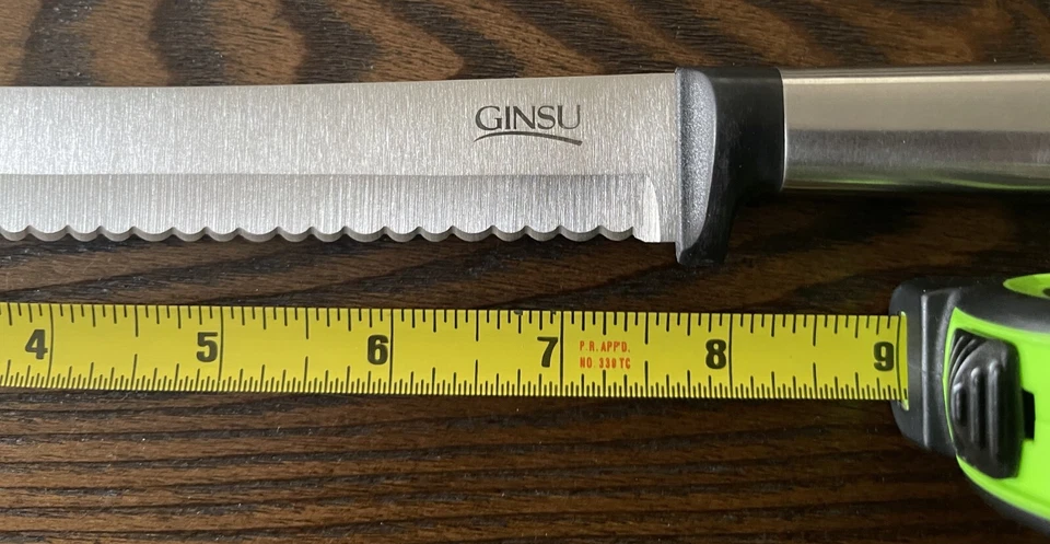 Cuchillo para rebanar o tallar pan dentado de acero inoxidable serie Ginsu Koden de 8" Foto 2 de 4