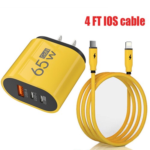 65W Fast Type C Wall Charger , 4-In-1 65W Super Fast Cable For Cell Phone iPad - Photo 23 sur 23