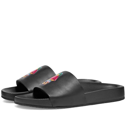 Polo Ralph Lauren Cayson Black CP-93 Beach Floral Bear Slides Sandals Flip  Flop | eBay