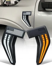 LED Fender Vents For F150 2021-2025 OEM Emblem LED Side Vent Front Fender Badge