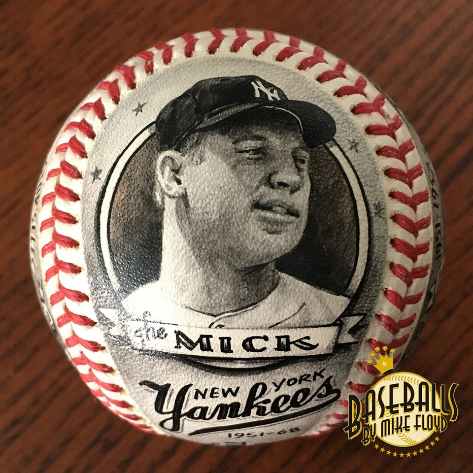 Оригинальный расписной бейсбольный мяч MICKEY MANTLE New York Yankees от Mike Floyd 1/1 - Изображение 3 из 4