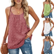 Womens Camisoles Vest Flared Strappy Swing Plus Size Top 6-14 Tops Ladies