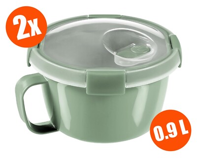 Curver Smart To Go Eco Brotdose Lunchbox Deckel rund 0.9L grün - Doppelpack