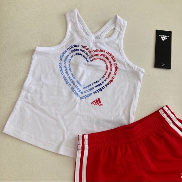 Adidas cute baby girl star red shorts set 2293 image 3