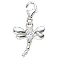 "Jobo \"40528\" EinhäNger Charm Libelle 925 Sterling Silber Rhodiniert 2 Zirkonia"