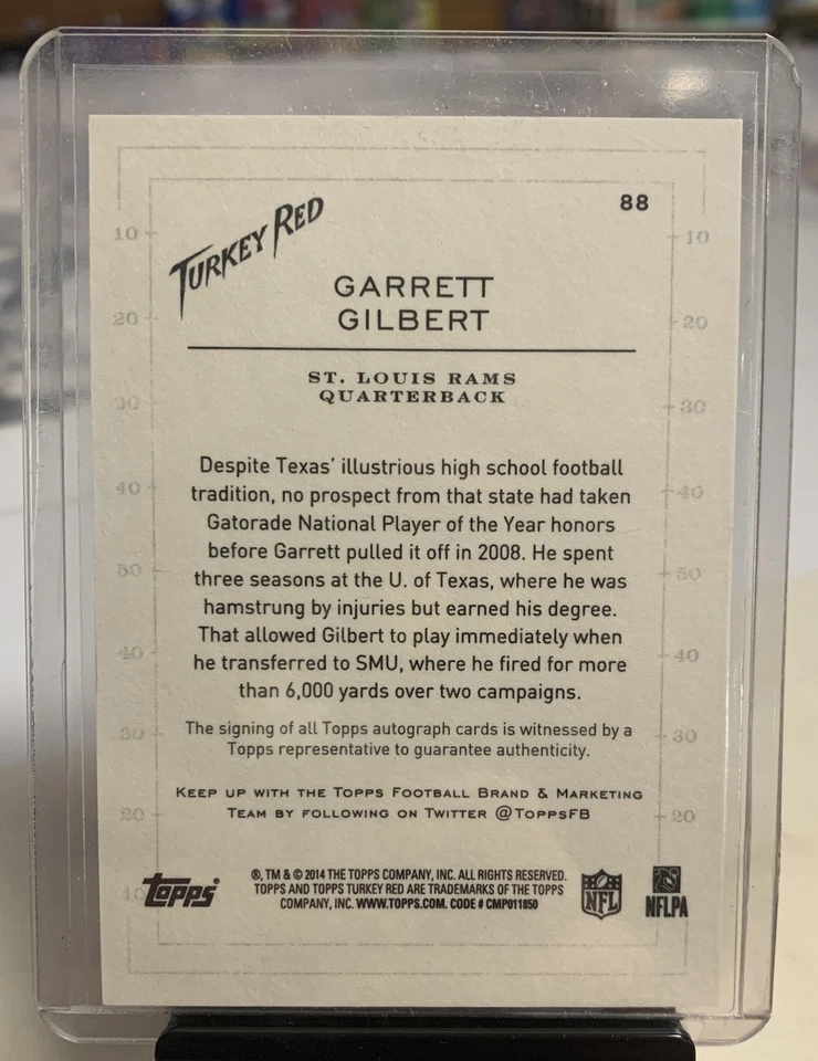 2014 Topps Turkey Red Garrett Gilbert Auto St. Louis Rams - Image 2 of 2