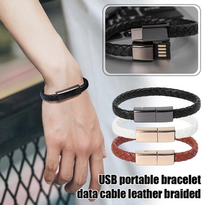USB Type C 8pin Portable Bracelet Data Cable Leather ιе Braided I3X7