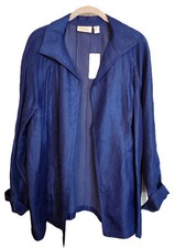 NWT Chico's sz 2 XL 14 16 Blue Marvelous Luster Open Front Madeira Jacket 119