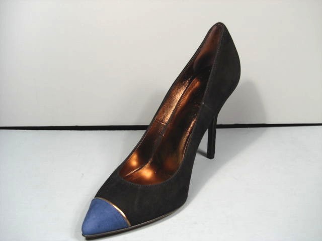 DÉCOLLETÉ CLASSICHE YVES SAINT LAURENT 36 6 YSL CAPPELLO PUNTA BLU NERO PELLE SCAMOSCIATA PUNTA A PUNTA NUOVE