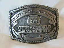 Vintage International Chili Society Oden Inc. Pewter Belt Buckle 3 2/8"