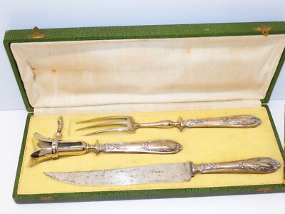 COUTEAU DE SERVICE a Découper Argent massif fourré minerve et fourchette manche EUR 45,00 - FR