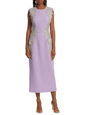 lilac guipure lace midi dress Lilac Lace Button Front Midi Dress self-portrait-US