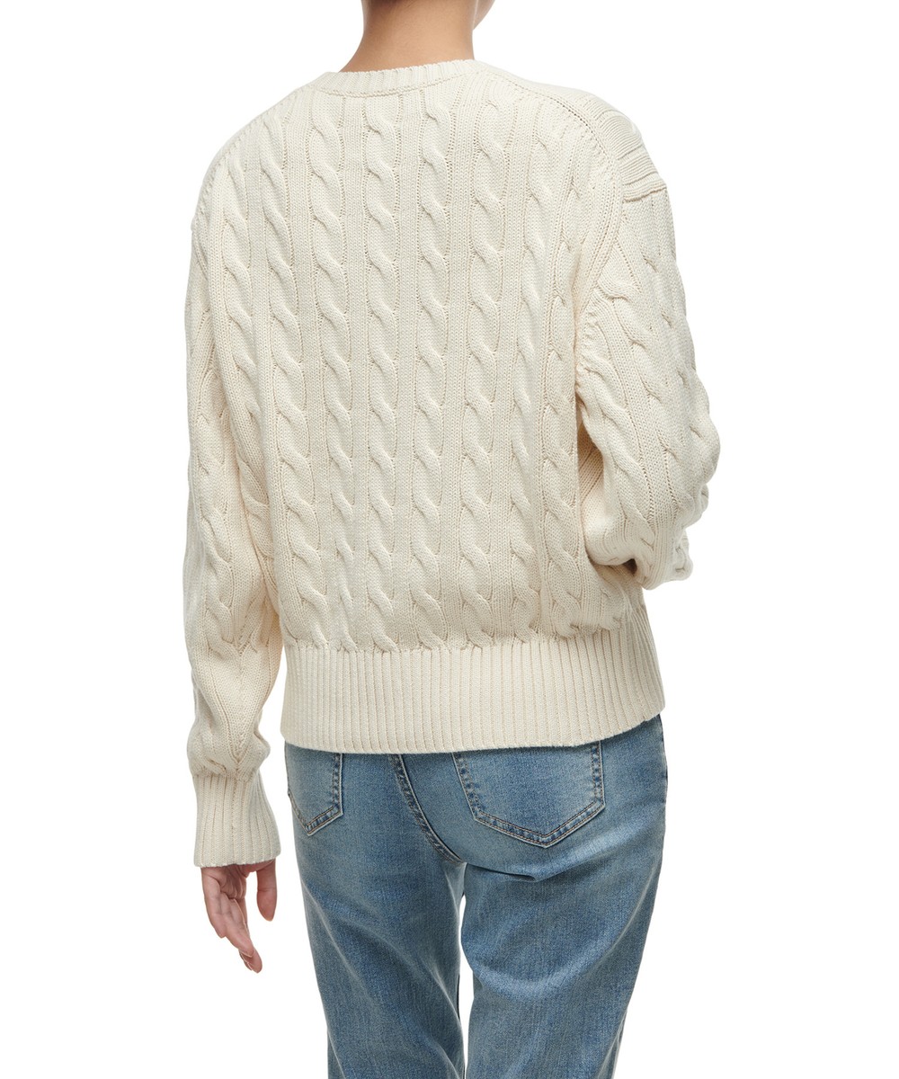 Polo Ralph Lauren Womens Logo Cable Knit Crewneck Cotton