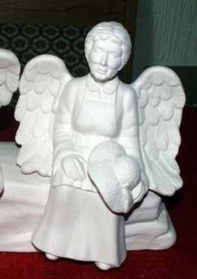 S-3177 - Schrühware - Keramik-Rohling - Engel-Oma - Garden Granny Angel - 19 cm