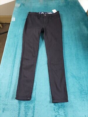 Hollister Jeans Sz Short Womens Black Pants Stretch High Rise Jegging NWT 