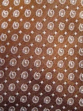 Vintage Necktie Light Blue Swirl Circular Print Pattern On Brown Background (O)