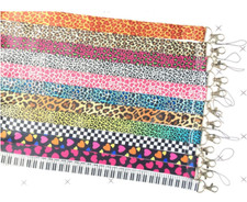 10pcs cartoon Leopard grain Lanyard For Bus subway ID Card KeyChain Holder gif