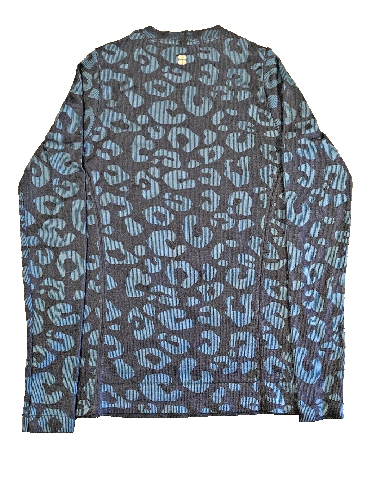 Sweaty Betty Glisten Seamless Animal Print Workout Top Navy Blue Leopard Size S