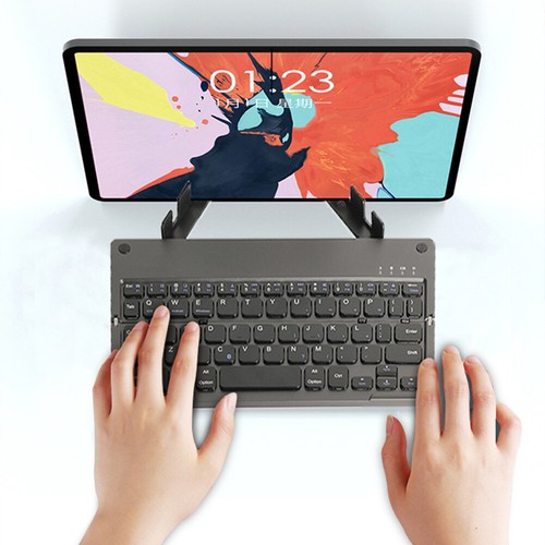 Faltbare Tastatur Tragbare Mini-Tastatur für Telefon Laptop Tablet (Grau Schwarz - Bild 3 von 11