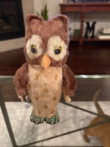 Vintage Louis Marx & Co Tin Wind Up Mechanical Walking Owl Toy Japan