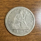 1853 Arrows Liberty Seated Silver Quarter VF Cleaned