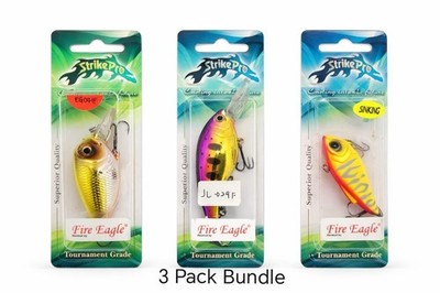 3pcs Strike Pro Fishing Lure Bundle  Crankbait Vib Sinking Hard Bait Bass Trout