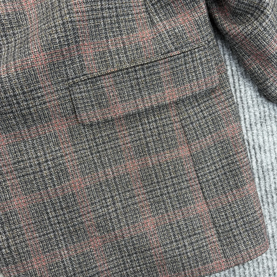 Blazer Daniel Cremieux Para Hombres 46R Marrón Gris Cuadros 3 Botones Muesca Solapa Hecho en EE. UU. Foto 3 de 4