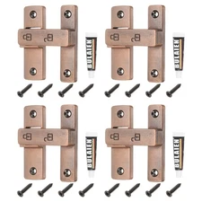 4pcs 180 Degree Positioning Gate Latch, Barn Door Lock with Handle(Red)