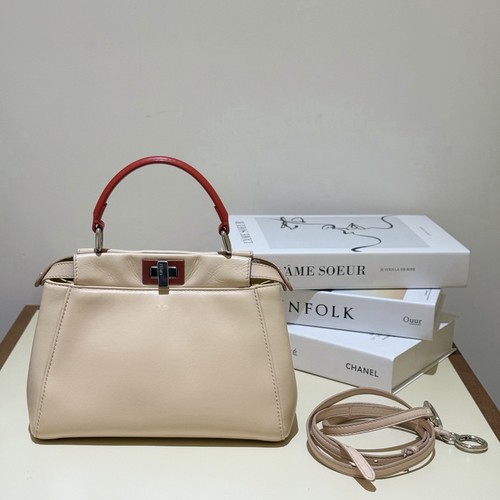 Authentic Pre-owned Fendi Small Peekaboo Beige Smooth Calfskin Handbag