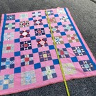 Vintage Handmade Patchwork Star Quilt Pink Blue Cotton Bedspread 78x68 — photo 4