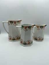 VINTAGE BURGESS BROS CARLISLE WARE IMARI LOOK FLOWER SCROLL PITCHERS X 3 #2 RARE