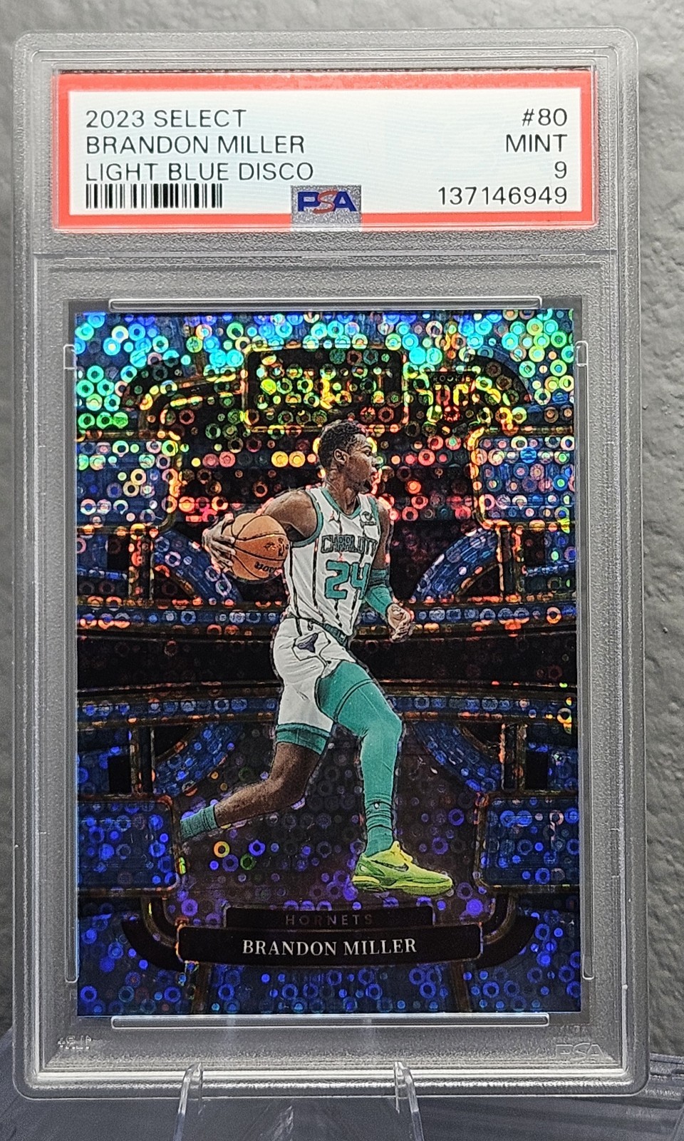 2023 Painin Select Brandon Miller Light Blue Disco #80 /99 PSA 9 MINT Hornets