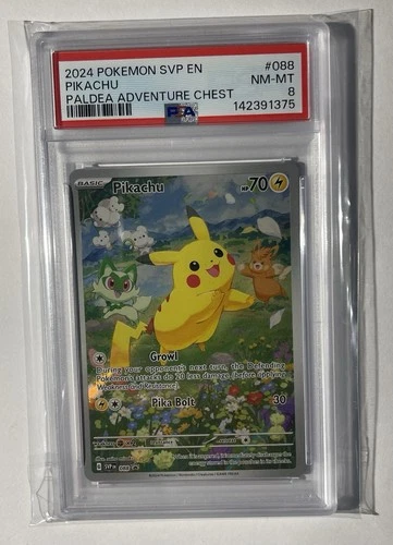 2024 POKEMON SVP EN-SV PROMO #088 PIKACHU PALDEA ADVENTURE CHEST PSA 8