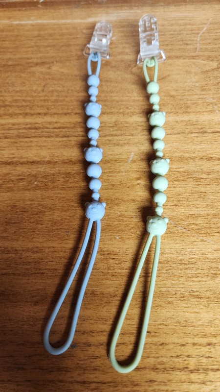 SILICON BEADED PACIFIER HOLDER NEW LOT OF 2