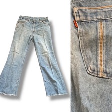 Vintage 70s ORANGE TAG Levis Wide Leg High Waisted Hippie Hobo Western 28 x 29