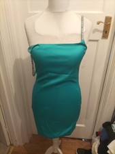 Large Green Diamonte Strap Sleeveless Dress