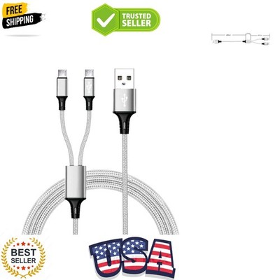 6ft Long Dual MicroUSB Splitter Charge Cable - Power up to Two 2 Micro USB De...
