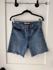Levi's Medium Blue High-Rise Button Fly Cutoff Denim Shorts