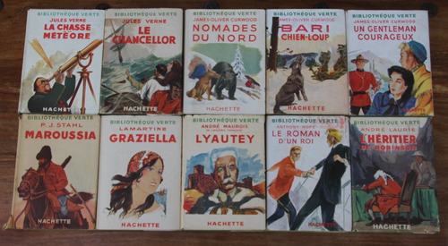 BIBLIOTHEQUE VERTE - LOT DE 10 LIVRES - VERNE, CURWOOD - HACHETTE - 1924/1953 - Afbeelding 1 van 18