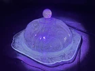 Vtg Indiana Glass Recollection Blue Federal Madrid Covered Butter Cheese Dish