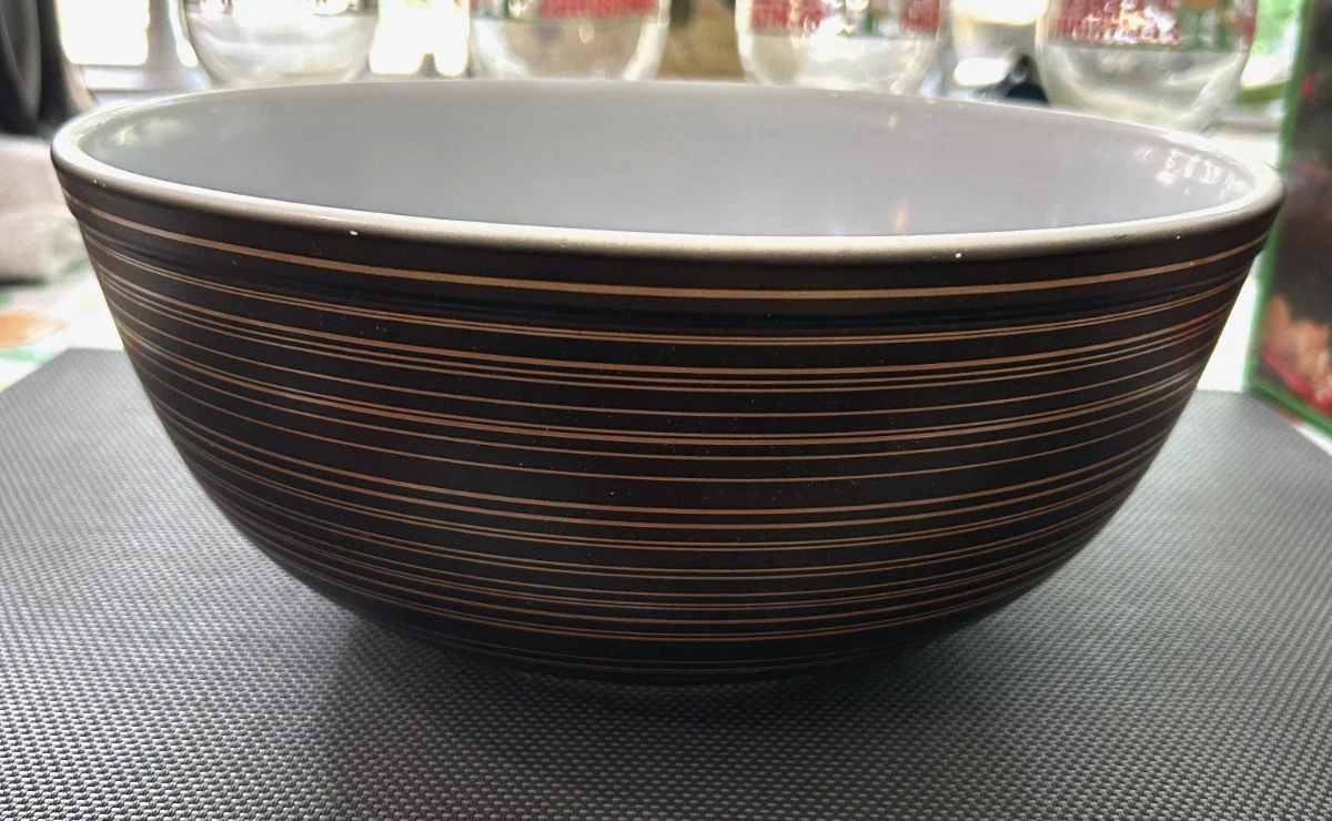 Vntg 1960's Pyrex Terra Matte 404 4 Qt Nesting Mixing Bowl Black Brown Greenish