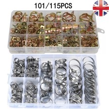 101PCS Assorted Stainless Steel Hose Clamp Kit With No Driver Jubilee Clips Set