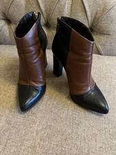 Karen Millen Women's Leather Boots Size Uk 7 40 Black & Brown Zip Black Heal