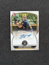 2023 Bowman Logan Henderson Auto #PPA-LH Milwaukee Brewers Prospect